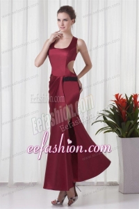 Simple Square Column Red Criss Cross Prom Dress with Ruching
