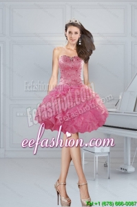 2015 Gorgeous Ball Gown Pink Sweetheart Beading Prom Dresses
