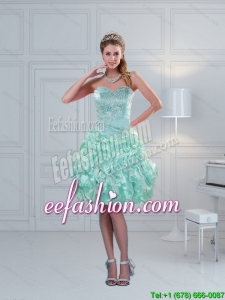 Perfect Sweetheart Beading and Ruffles Prom Dresses in Apple Green