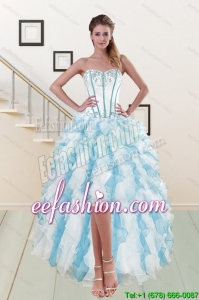 2015 Pretty Sweetheart Prom Gown with Appliques and Ruffles