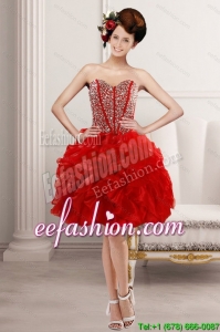 2015 Pretty Sweetheart Prom with Beading and Ruffles