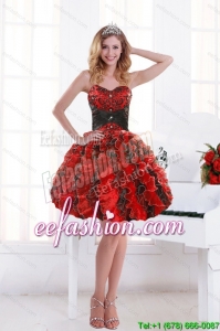 2015 Unique and ElegantSweetheart Beading and Ruffles Prom Dresses with Appliques