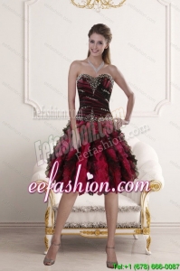 Sweetheart Multi Color Prom Gown with Ruffles and Beading