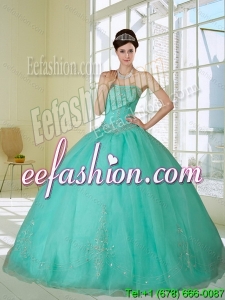 2015 Appliques and Beading Quinceanera Dress in Apple Green