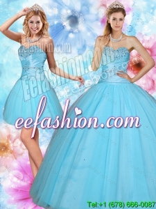 2015 Discount Sweetheart Beaded Quinceanera Dress in Baby Blue