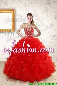 2015 Fashionable New Style Quince Dresses With Beading and Ruffles