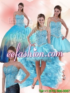 Multi Color Sweetheart Quinceanera Dress with Ruffles and Beading
