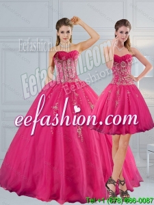 Sweetheart Hot Pink Quinceanera Dress with Appliques and Beading