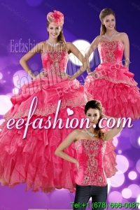 The Most Popular 2015 Hot Pink Quince Dresses with Ruffles and Appliques