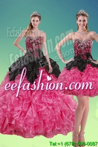 2015 New Style Beading and Ruffles Quince Dresses in Multi Color