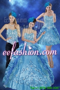 2015 Sweetheart Teal Quinceanera Gown with Embroidery and Pick Ups