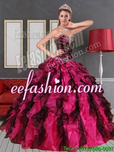 2015 Unique Sweetheart Multi Color Quinceanera Dress with Beading and Ruffles