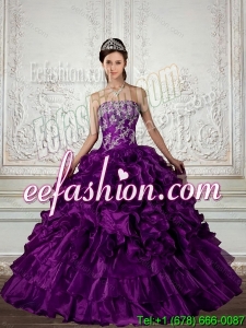 Ball Gown Strapless Quinceanera Dress with Embroidery and Ruffles