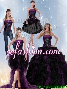 Exclusive Multi Color Strapless Quinceanera Dresses with Beading and Ruffles