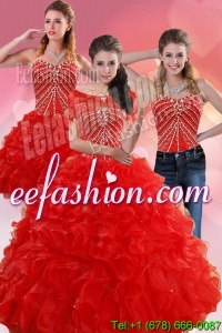 Exquisite Red Quince Dresses With Beading and Ruffles for 2015