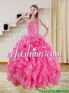 Gorgeous Hot Pink Quinceanera Dresses with Beading and Ruffles for 2015