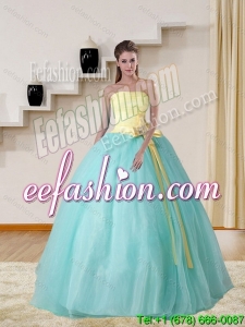 Strapless Multi Color 2015 Elegant Quinceanera Gown with Bowknot