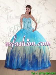 Sweetheart Multi Color Quinceanera Dress with Ruffles and Beading