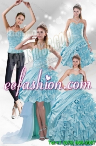 2015 Custom Made Aqua Blue Quiceanera Dresses in Taffeta