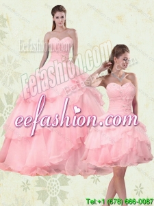 2015 Cute Sweetheart Beaded Quinceanera Dresses with Ruffled Layer