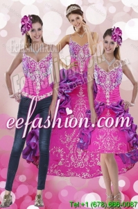 Beautiful Pick Ups and Embroidery Multi Color 2015 Quinceanera Dresses with Sweep Train