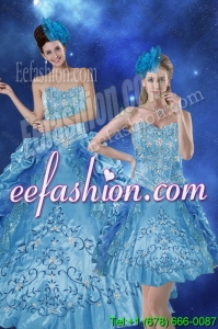 Beautiful Teal 2015 Quince Dresses with Embroidery and Pick Ups