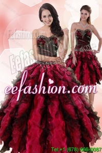 Multi Color Sweetheart Sweet 15 Dresses with Ruffles and Beading for 2015