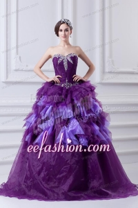 2014 Beading Multi-color Sweetheart Ball Gown Quinceanera Dress with Ruffles