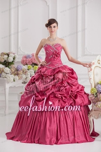 2014 Spring Ball Gown Sweetheart Hand Made Flowers Beading Pick-ups Quinceanera Dress