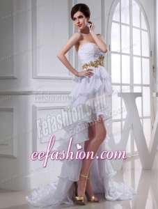 2014 Spring Empire Sweetheart Ruffled Layers Chiffon High-low Wedding Dress
