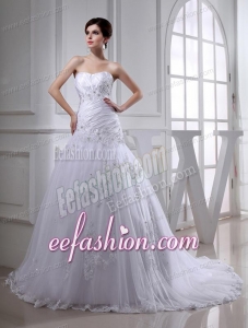 2014 Spring Lace Ball Gown Appliques Wedding Dress with Sweetheart