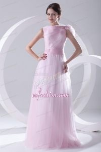 A-line Bateau Sashes Sleeveless Ruching Prom Dress