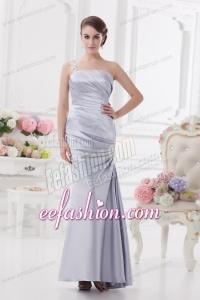 Column One Shoulder Beading and Ruching Prom Dress in Lavender