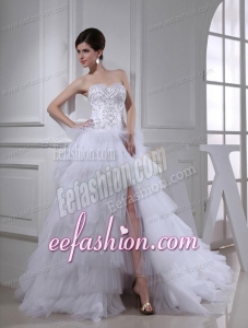 Elegant Princess Ruffled Layers and Appliques Wedding Dress with Sweetheart