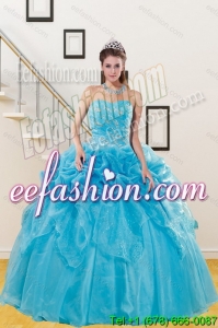 2015 Beautiful Teal Latest Quinceanera Gown with Embroidery and Pick Ups