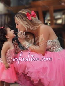 Cheap Prom Dress with Beading and New Style Beaded Little Girl Dress with Strapless