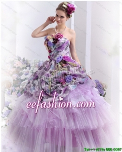 Discount 2015 Multi Color Sweet Sixteen Dresses with Hand Made Flowers and Ruffles