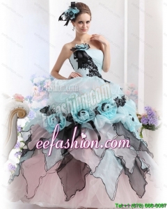 Discount Ruffles Multi Color 2015 Quinceanera Dresses with Hand Made Flowers