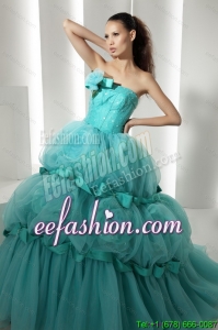 Pretty Floor Length 2015 Quinceanera Dresses with Hand Made Flowers and Beading