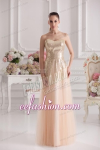 Column Sweetheart Sequins Champagne Floor-length Prom Dress