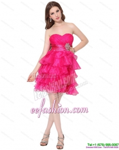 2015 Pretty Sweetheart Prom Dresses with Ruffled Layers and Beading