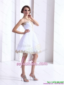 2015 White Sweetheart Beaing Prom Gown with Appliques