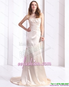 Fashionable 2015 Prom Dress with Brush Train and Ruching