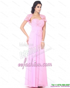 Fashionable Beading Sweetheart Ruching Prom Dresses in Baby Pink
