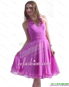 Fashionable Halter Top Knee Length 2015 Prom Dresses with Ruching