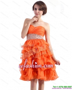 Fashionable Knee Length Prom Dresses with Rhinestones and Ruffled Layers