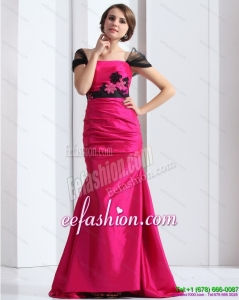 Luxurious 2015 Prom Dress with Brush Train and Hand Made Flowers