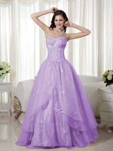 Lavender A-line Sweetheart Betty Celebrity Dress with Beading in Organza