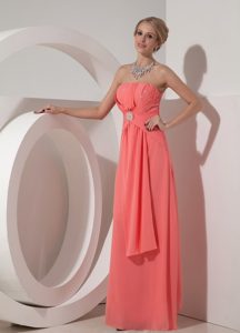 2013 Beaded Watermelon Red Strapless Chiffon Celebrity Dresses for Less