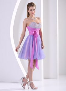 Beaded Sweetheart Lavender and Lilac Celebrity Inspired Dress with Sash